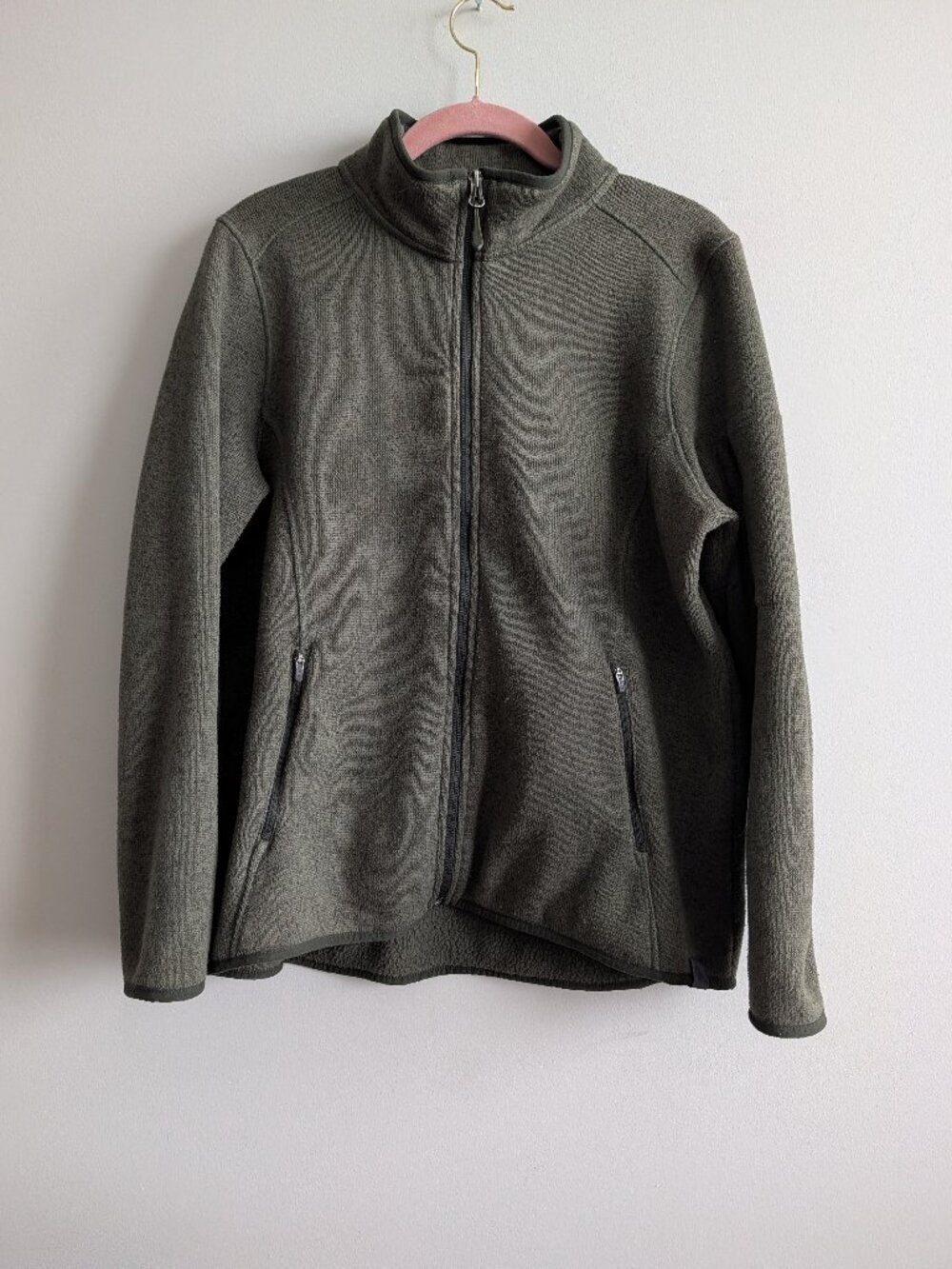 LL Bean Sweater Fleece Full Zip Jacket Women's Size Large Petitte Green